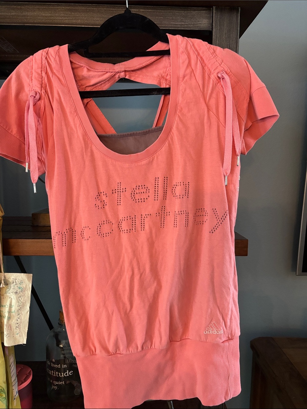 Adidas Stella McCartney Coral Short-Sleeve Logo Tee size small - Picture 2 of 3